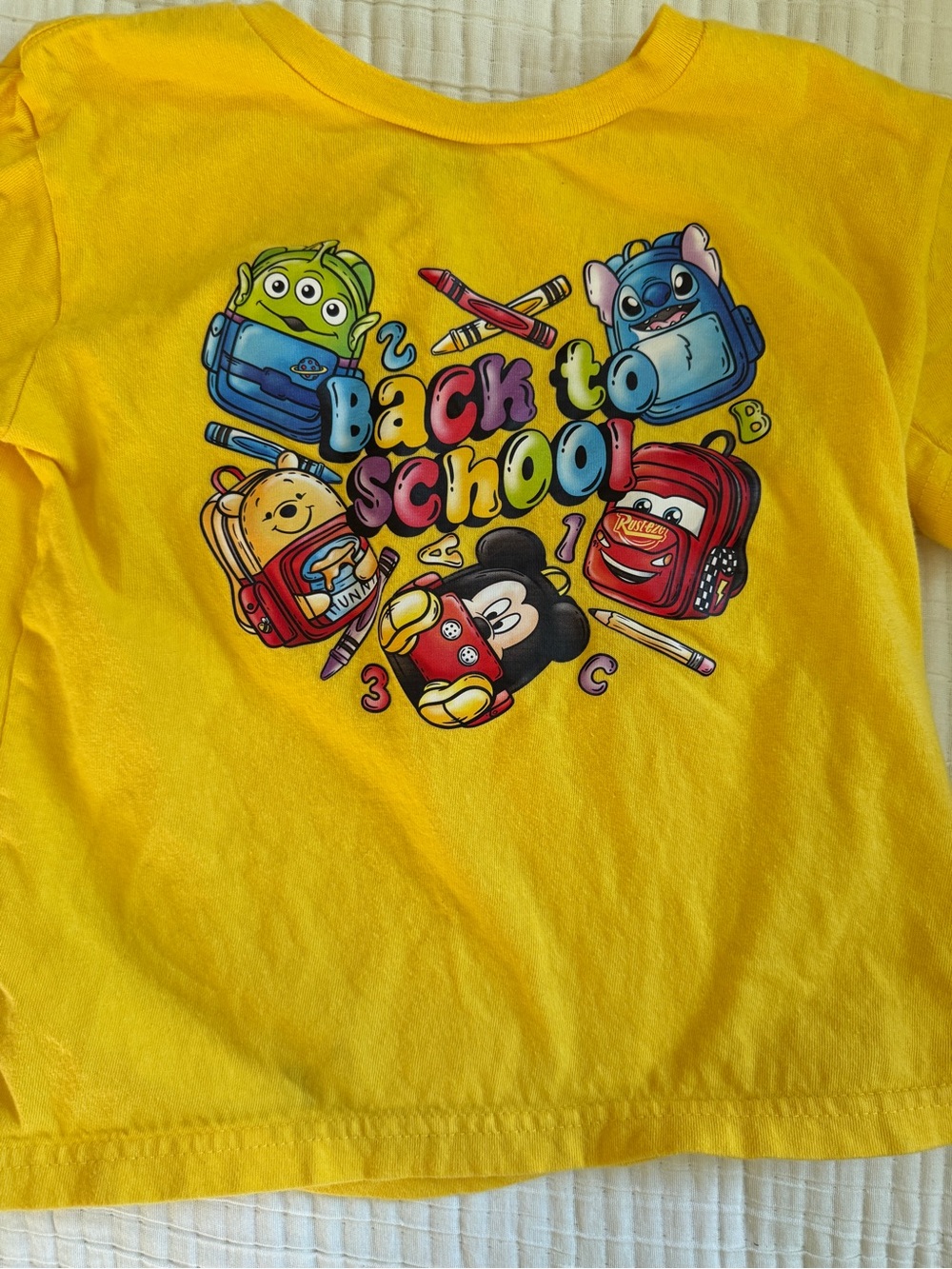Disney Bright Yellow 'Back to School' Character Graphic Tee